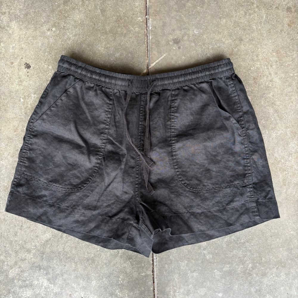 Quince 100% European Linen Shorts Women's Large Black Summer Beach Minimalist